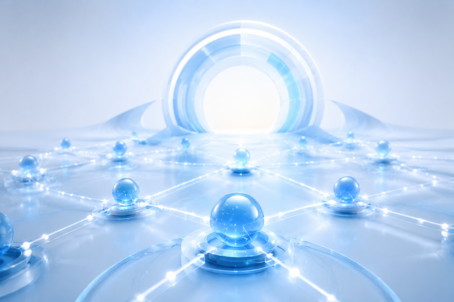 Connected data signals flowing toward a clear gateway